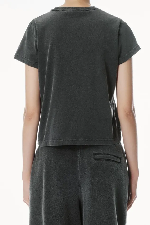 Alexander Wang TShirts Distressed Logo Shrunken Cotton Tee 8211 Women