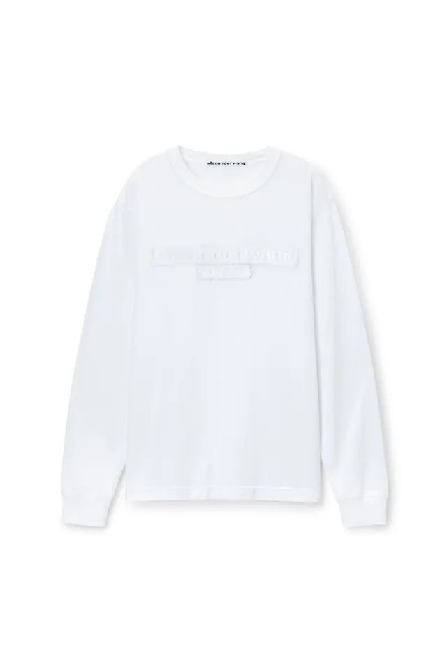 Alexander Wang TShirts Unisex LongSleeve Tee With Distressed Logo In Cotton Jersey 8211 WomenMen