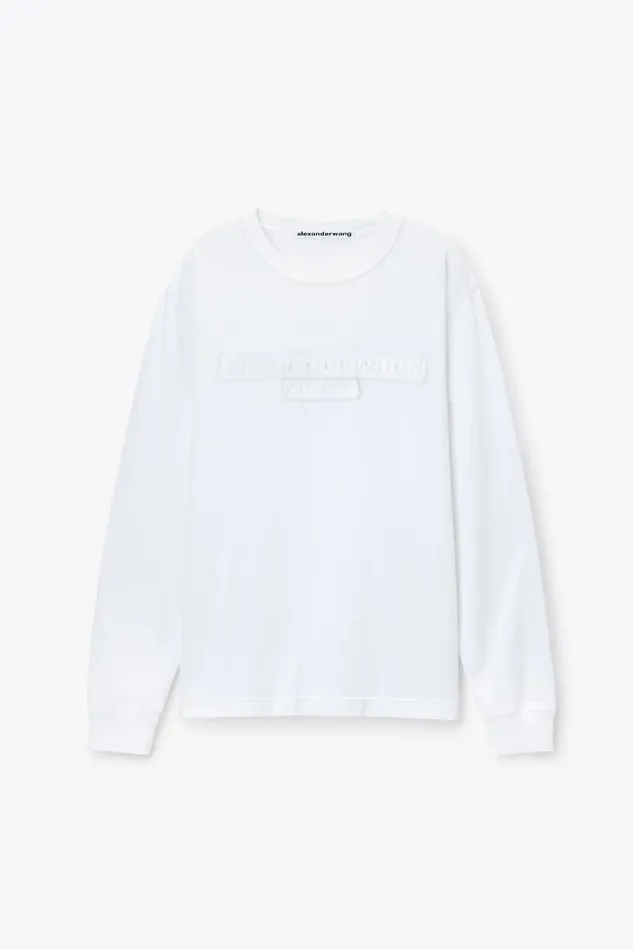 Alexander Wang TShirts Unisex LongSleeve Tee With Distressed Logo In Cotton Jersey 8211 WomenMen