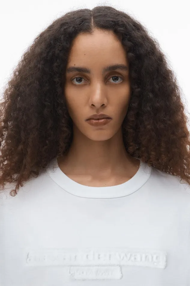 Alexander Wang TShirts Unisex LongSleeve Tee With Distressed Logo In Cotton Jersey 8211 WomenMen