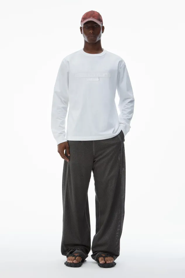 Alexander Wang TShirts Unisex LongSleeve Tee With Distressed Logo In Cotton Jersey 8211 WomenMen
