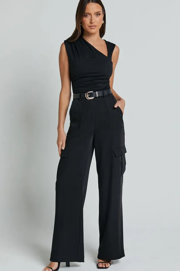 Alfreda Pants 8211 High Waisted Cargo Straight Leg Pants In Black Women Showpo Pants