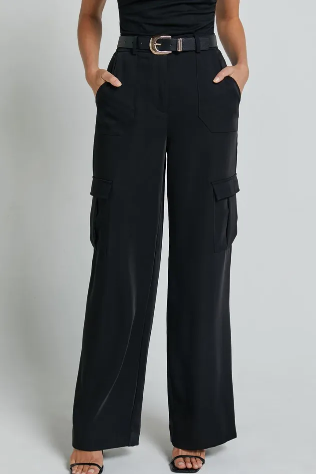 Alfreda Pants 8211 High Waisted Cargo Straight Leg Pants In Black Women Showpo Pants