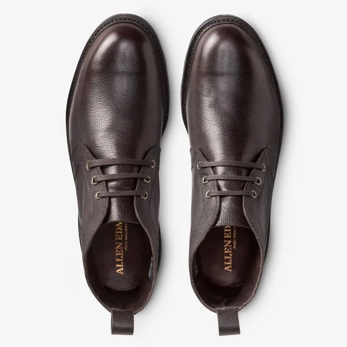 Allen Edmonds Alpine Chukka Boot With Vibram Arctic Grip Rubber Sole Brown Grain Men Weatherproof and Waterproof