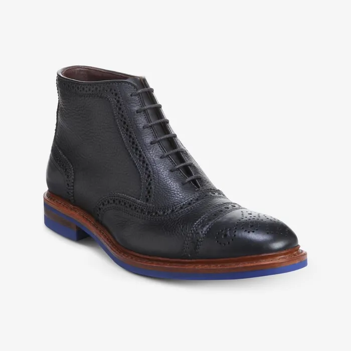 Allen Edmonds Hamilton CapToe Oxford Dress Boot Black Tumbled With Blue Sole Men Business Casual