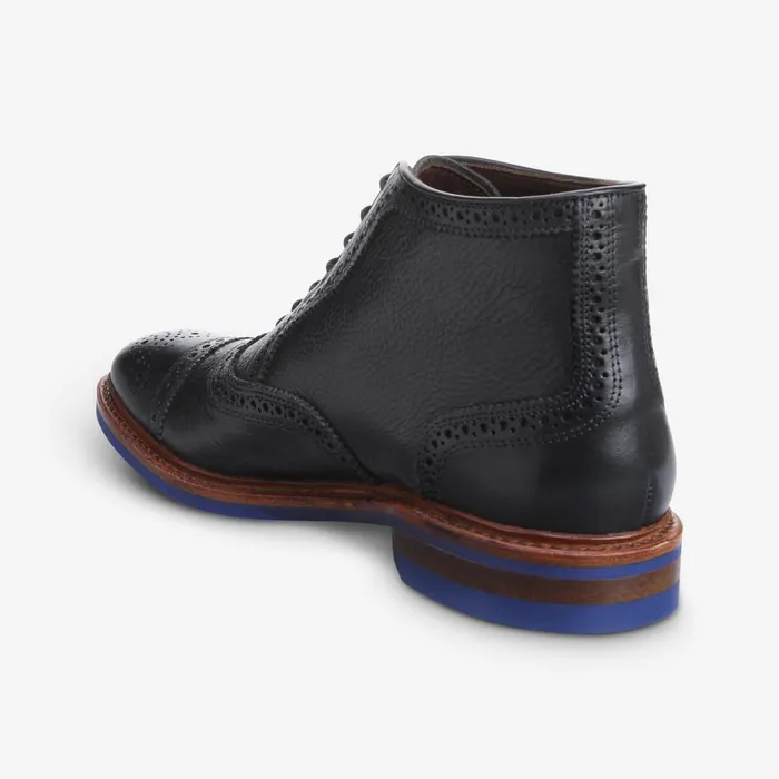 Allen Edmonds Hamilton CapToe Oxford Dress Boot Black Tumbled With Blue Sole Men Business Casual