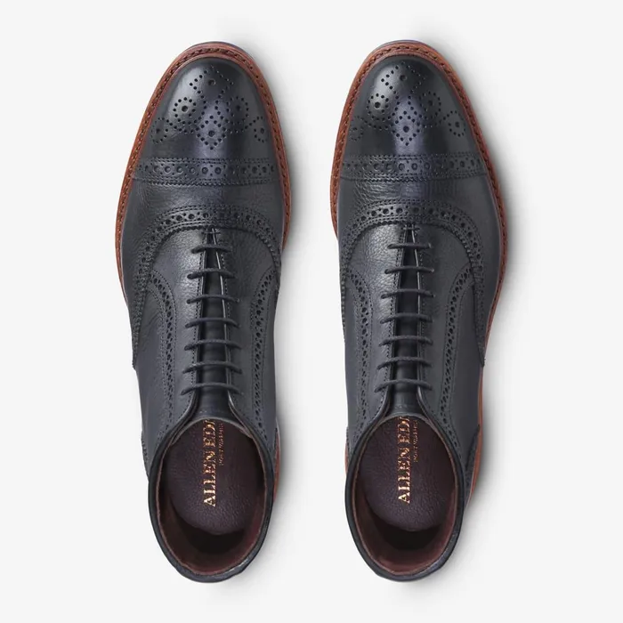 Allen Edmonds Hamilton CapToe Oxford Dress Boot Black Tumbled With Blue Sole Men Business Casual