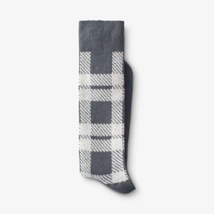 Allen Edmonds MidCalf Pattern Knit Dress Sock Grey Buffalo Plaid Men Socks