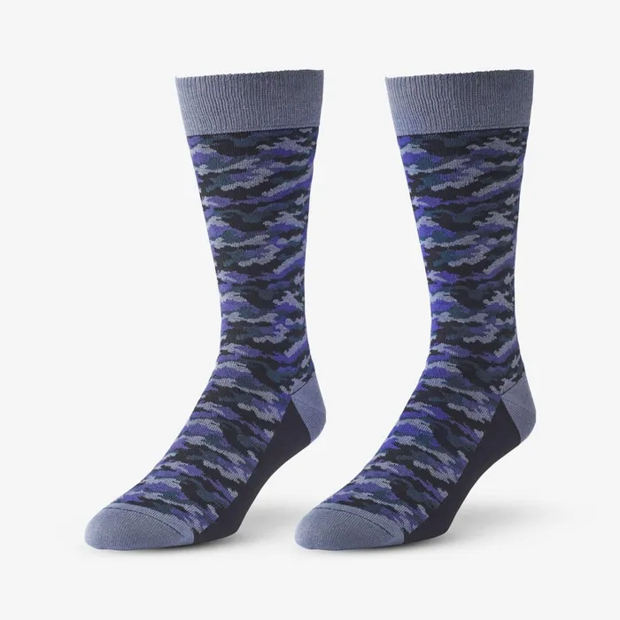 Allen Edmonds MidCalf Pattern Knit Dress Sock Purple Camo Men Socks