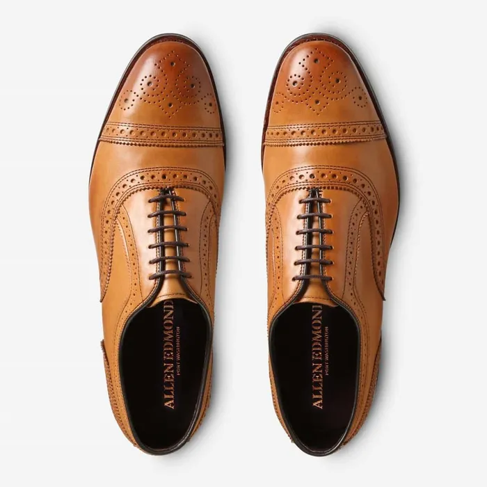 Allen Edmonds Strand Weatherproof CapToe Oxford With Dainite Rubber Sole Walnut Men Wide Width Shoes