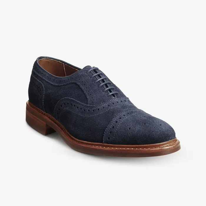 Allen Edmonds Strandmok Suede CapToe Oxford With Dainite Rubber Sole Navy Men Wide Width Shoes Allen Edmonds Strandmok Suede CapToe Oxford With Dainite Rubber Sole Navy Men Wide Width Shoes