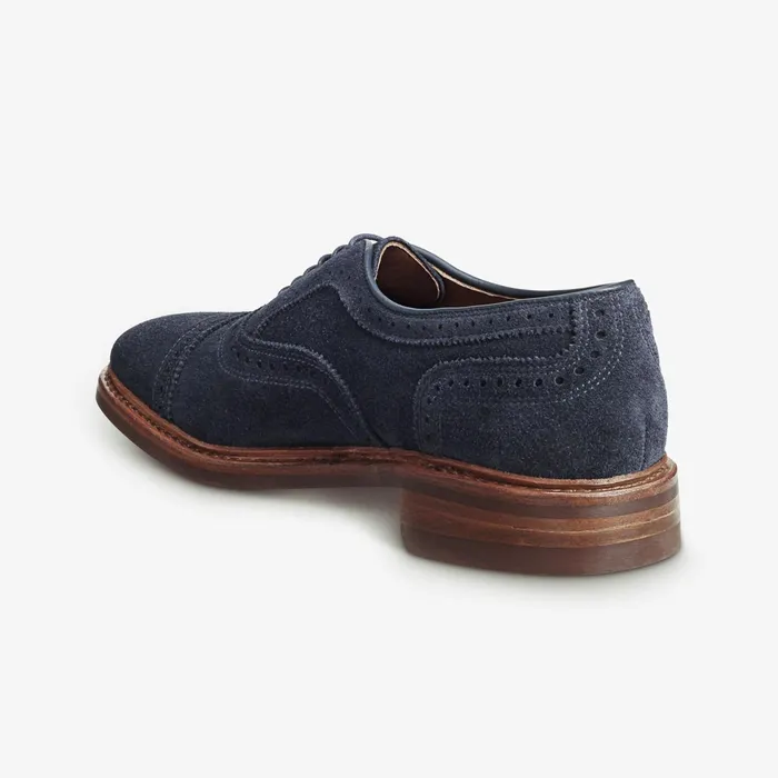 Allen Edmonds Strandmok Suede CapToe Oxford With Dainite Rubber Sole Navy Men Wide Width Shoes