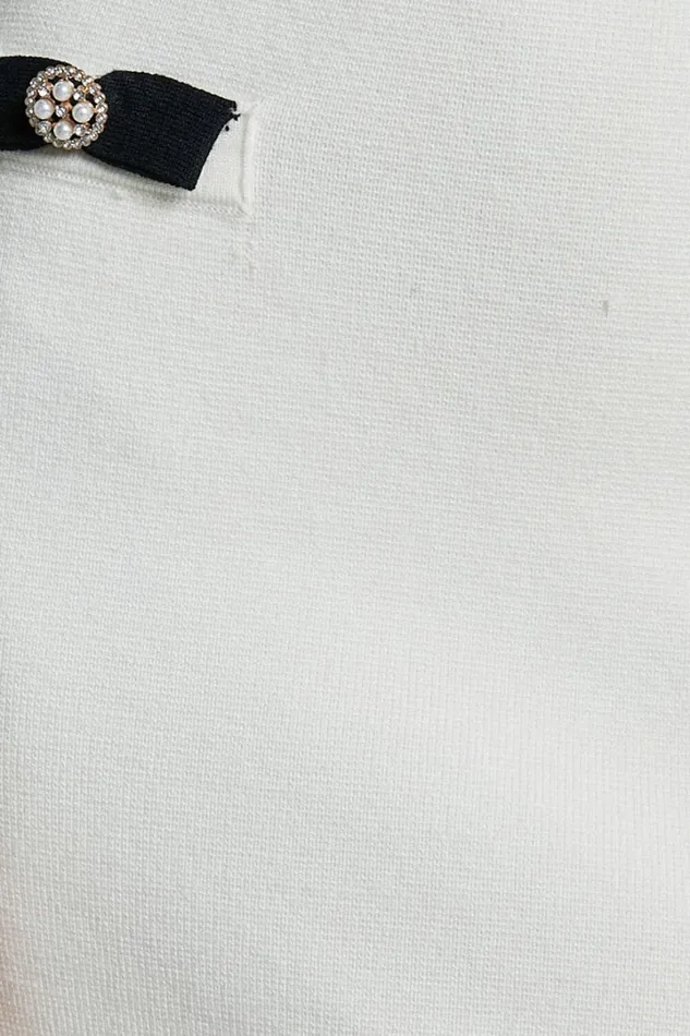Alyce Mini Skirt 8211 Bow Detail Contrast Knit Mini Skirt In White and Black Women Showpo Skirts
