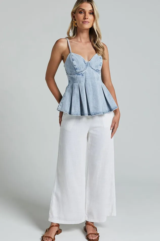 Amalie The Label 8211 Addrianna Recycled Cotton Denim Cami In Light Blue Wash Women Showpo Denim