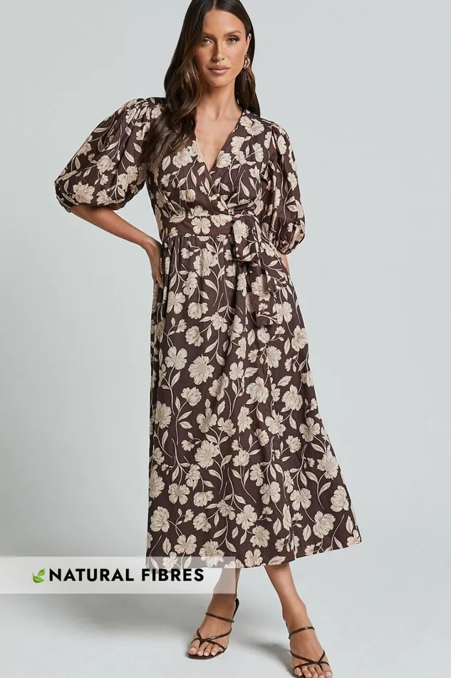 Amalie The Label 8211 Francie Linen Blend Puff Sleeve Wrap Midi Dress In Sahara Print Women Showpo Curve Clothes Amalie The Label 8211 Francie Linen Blend Puff Sleeve Wrap Midi Dress In Sahara Print Women Showpo Curve Clothes