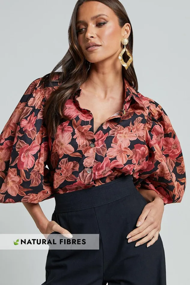 Amalie The Label 8211 Janae Linen Blend Collared Puff Sleeve Button Up Shirt In Atalie Print Women Showpo Tops Amalie The Label 8211 Janae Linen Blend Collared Puff Sleeve Button Up Shirt In Atalie Print Women Showpo Tops