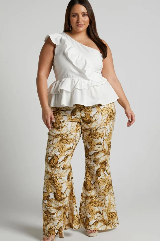 Amalie The Label 8211 Lillian Linen Blend High Waisted Flare Pants In Frieja Print Women Showpo Pants