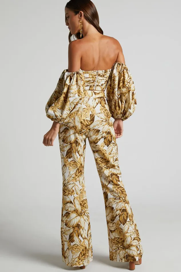 Amalie The Label 8211 Lillian Linen Blend High Waisted Flare Pants In Frieja Print Women Showpo Pants