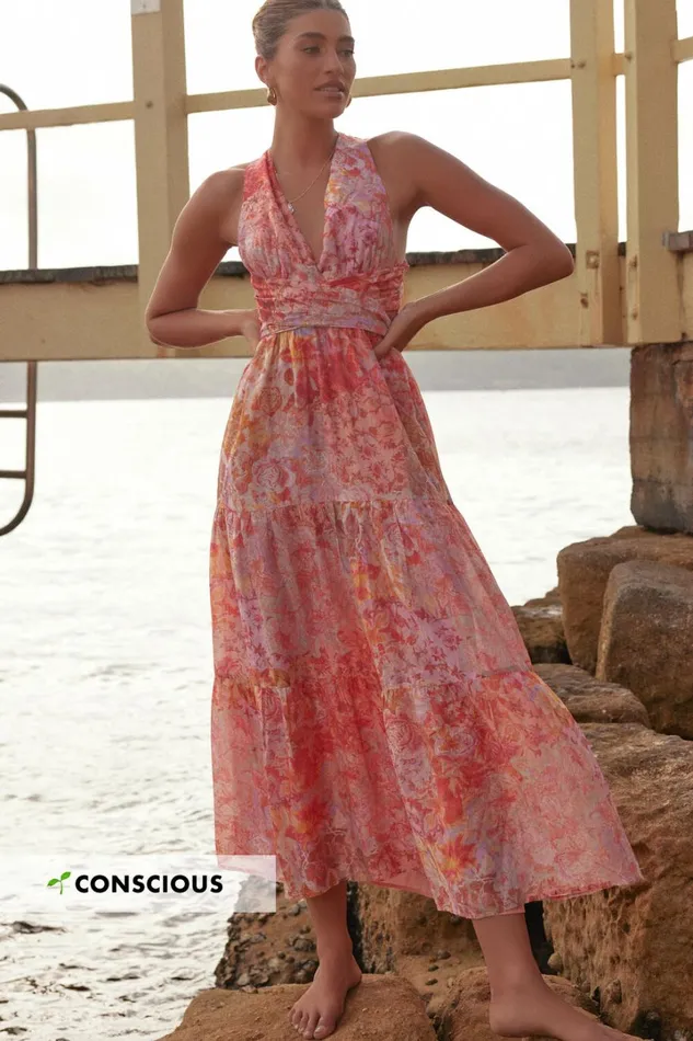 Amalie The Label 8211 Monte Plunge Neck Tie Back Tiered Maxi Dress In Morocco Print Women Showpo Conscious Amalie The Label 8211 Monte Plunge Neck Tie Back Tiered Maxi Dress In Morocco Print Women Showpo Conscious