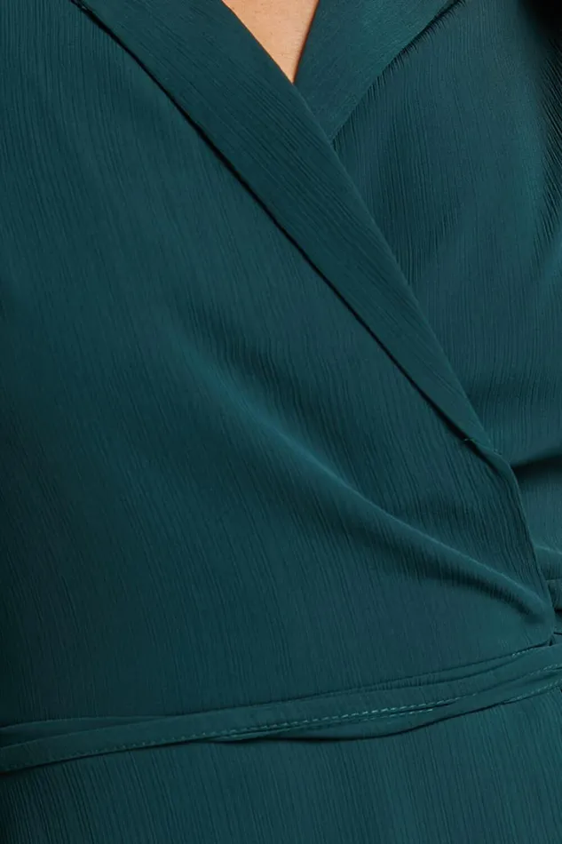 Amelle Mini Dress 8211 Collared Long Sleeve Wrap Dress In Emerald Women Showpo Dresses