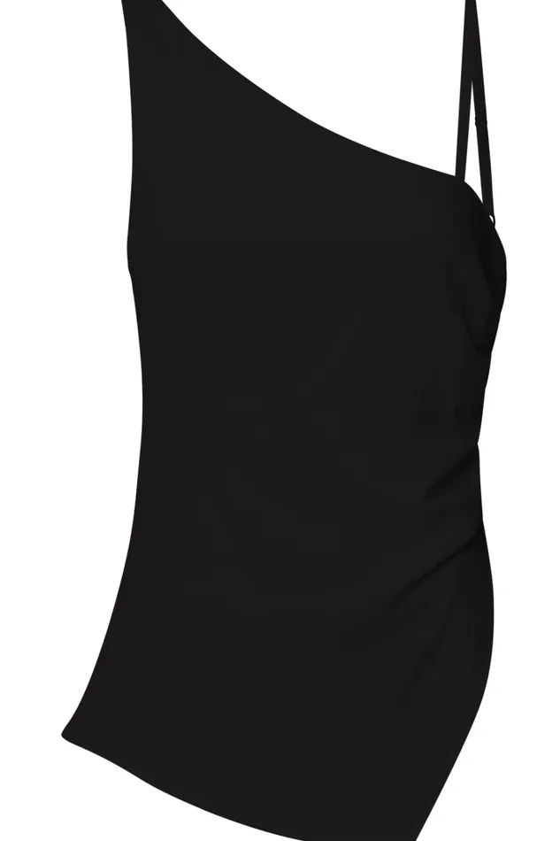 Andre Top 8211 Asymmetric Shoulder V Hem Cami In Black Women Showpo Curve Clothes