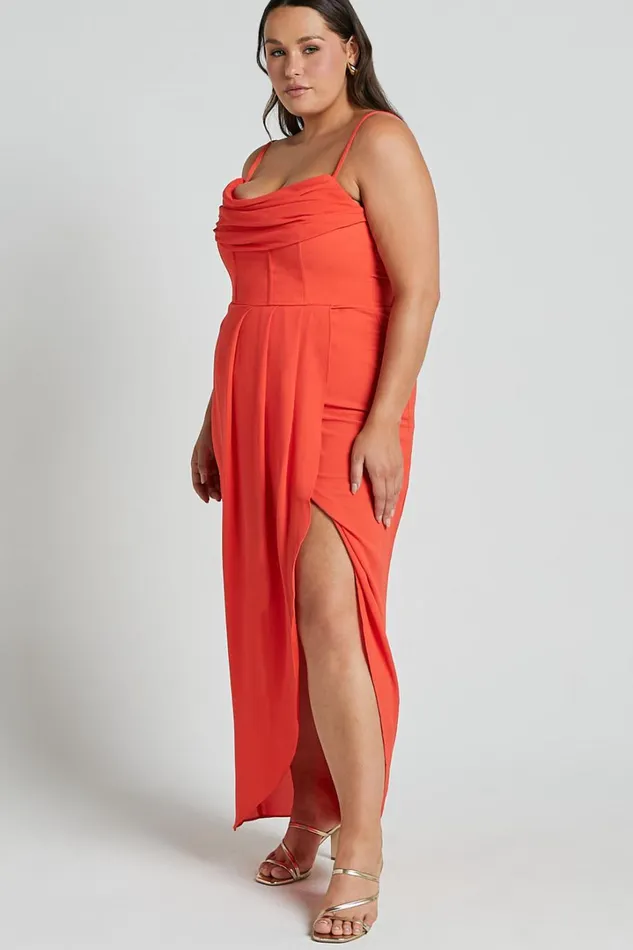 Andrina Midi Dress 8211 High Low Wrap Corset Dress In Orange Women Showpo Dresses