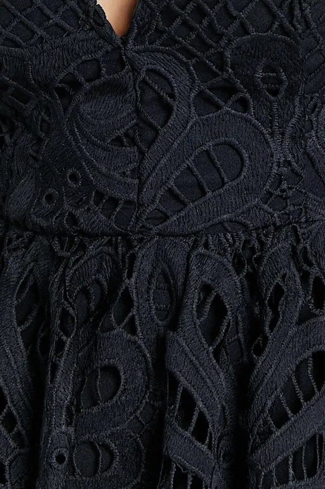 Anieshaya Midi Dress 8211 V Neck Cut Out Lace Dress In Black Women Showpo Dresses