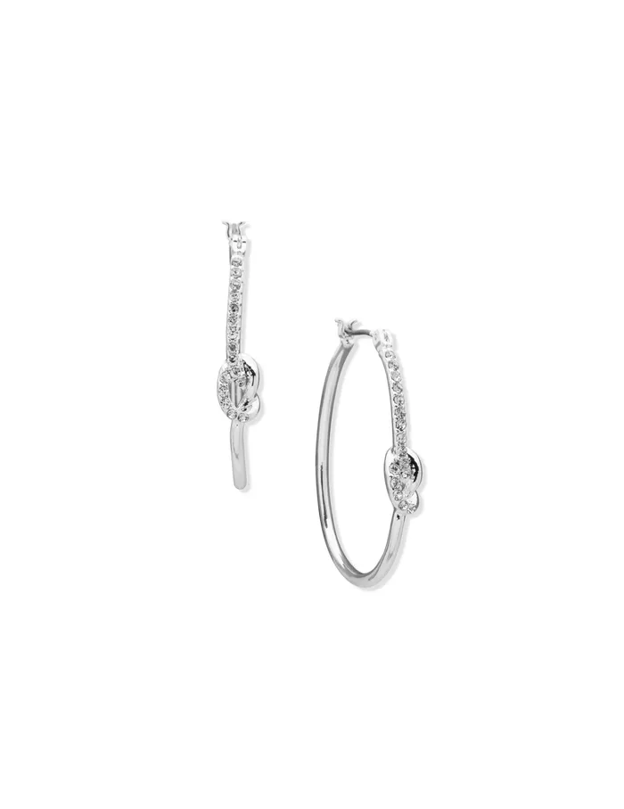 Anne Klein Click Hoop With Knots Pierced Earrings Silver Tone Women Watches 038 Jewelry