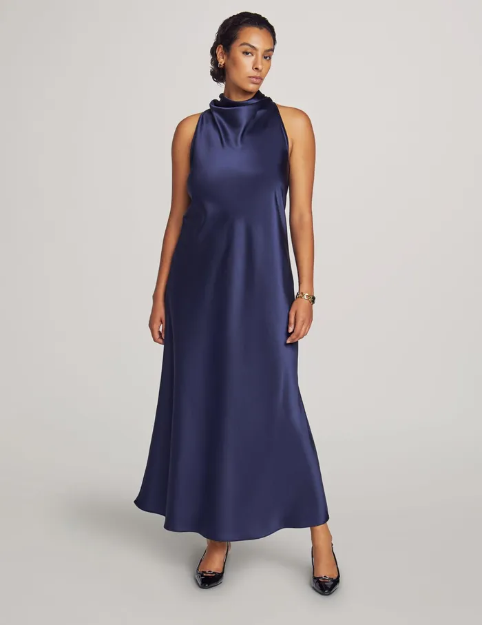Anne Klein Cowl Neck Midi Dark Navy Women Clothing