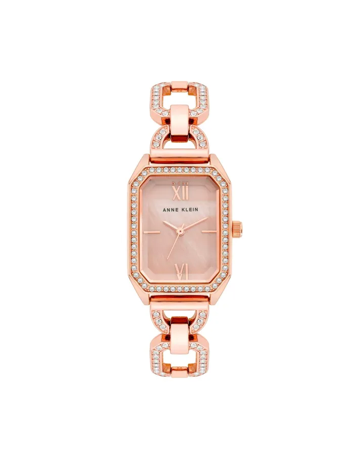 Anne Klein Crystal Accented Open Link Watch Rose Goldtone Women Watches 038 Jewelry