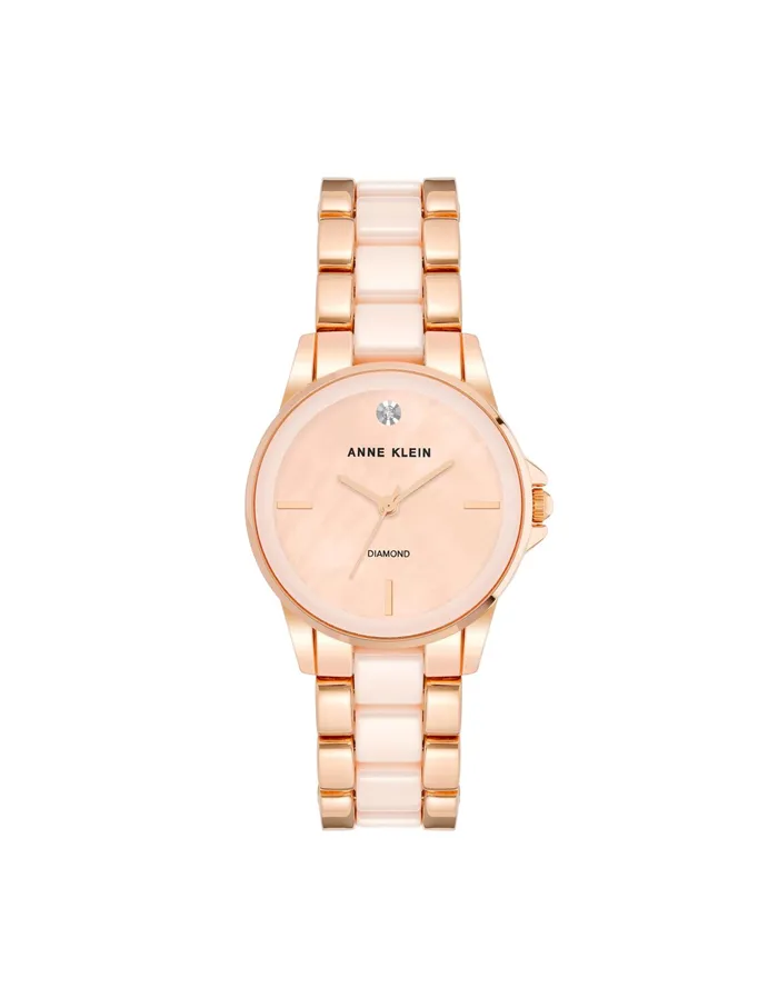 Anne Klein Diamond Accented Ceramic Bracelet Watch Blush Women Watches 038 Jewelry