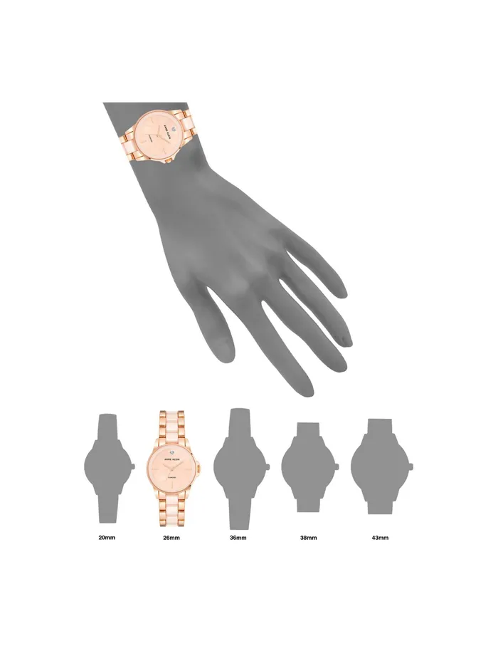 Anne Klein Diamond Accented Ceramic Bracelet Watch Blush Women Watches 038 Jewelry