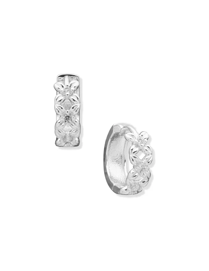 Anne Klein Floral Hoop Pierced Earrings Silver Tone Women Watches 038 Jewelry