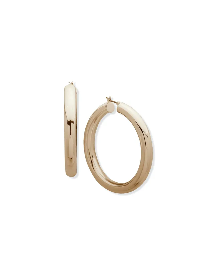 Anne Klein GoldTone Tubular Hoop Earrings Goldtone Women Watches 038 Jewelry