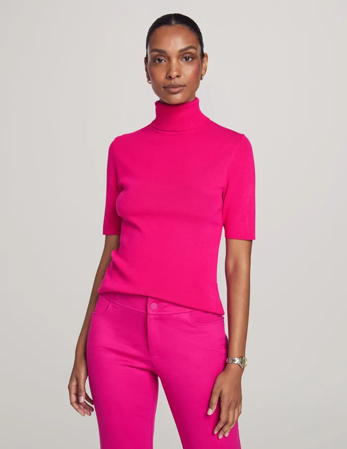 Anne Klein Half Sleeve Turtleneck Amaranth Women Clothing