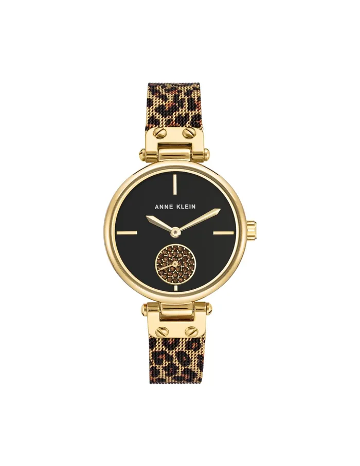 Anne Klein Leopard Mesh Band Watch Goldtone Women Watches 038 Jewelry