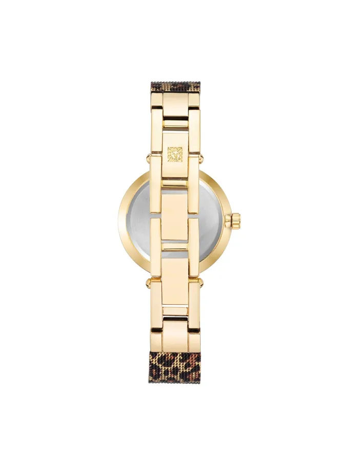 Anne Klein Leopard Mesh Band Watch Goldtone Women Watches 038 Jewelry