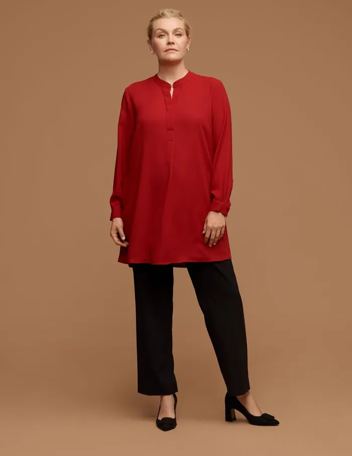 Anne Klein Plus Size Popover Tunic Titan Red Women Clothing
