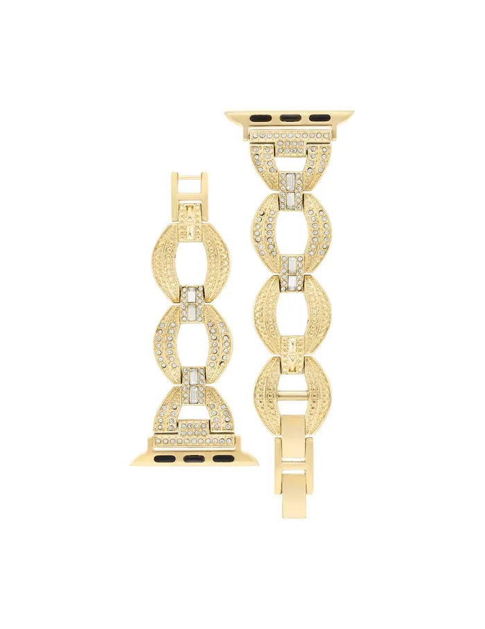 Anne Klein Premium Crystal Round Link Bracelet For Apple Watch Goldtone Women Watches 038 Jewelry