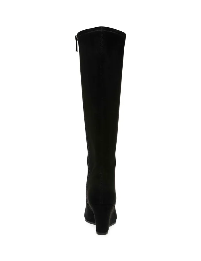 Anne Klein Vella Wedge Tall Boot Black Ms Women Shoes