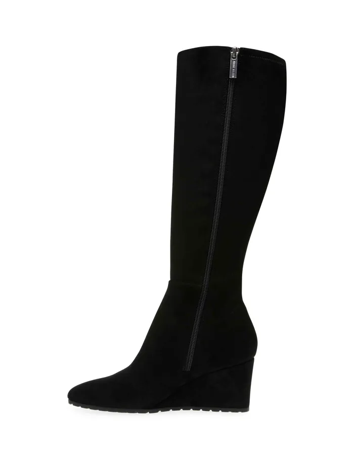 Anne Klein Vella Wedge Tall Boot Black Ms Women Shoes