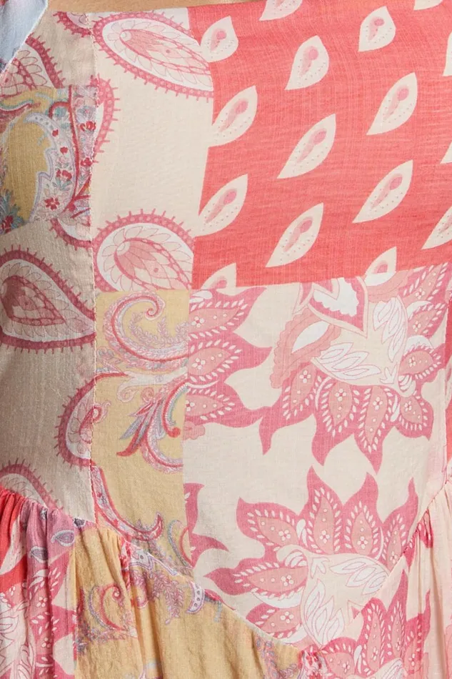 Anziel Midi Dress 8211 Halter Tie Back Tiered Dress In Pink Patchwork Print Women Showpo Dresses