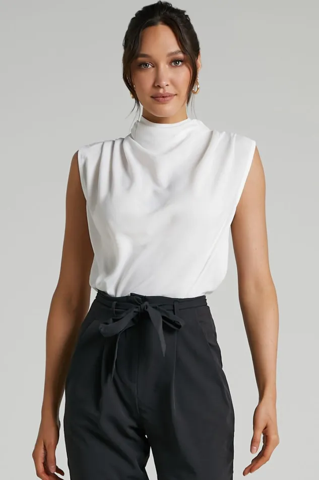 Arianae Top 8211 High Neck Top In White Women Showpo Tops