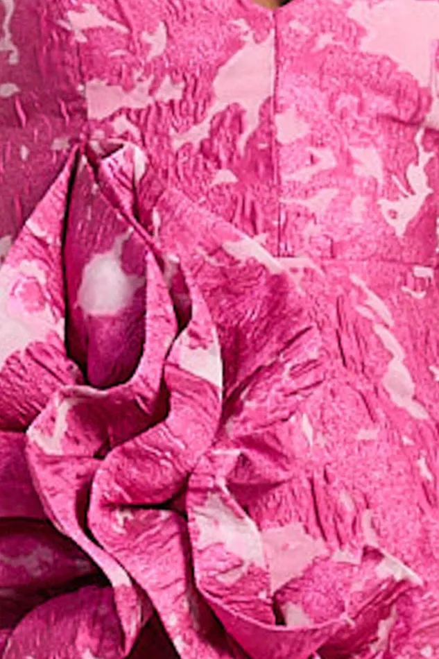 Arlette Mini Dress 8211 Plunge Ruffle Detail Jacquard Dress In Pink Women Showpo Dresses