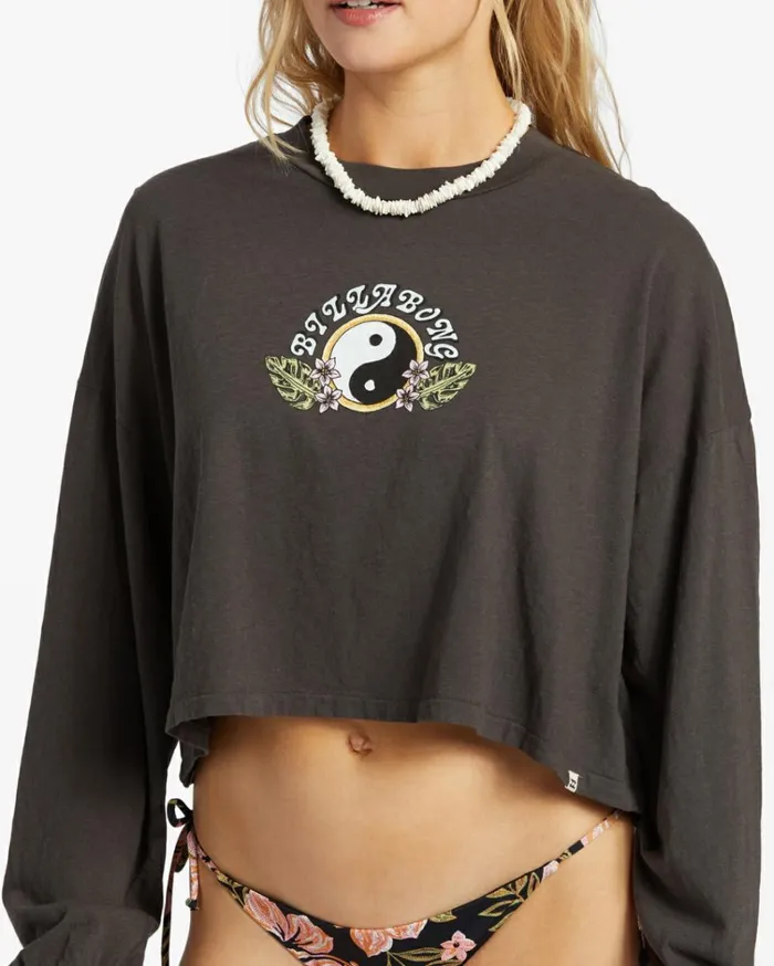 Beach Boyfriend Long Sleeve Crop Top Black Sands 1 Women Billabong Tops