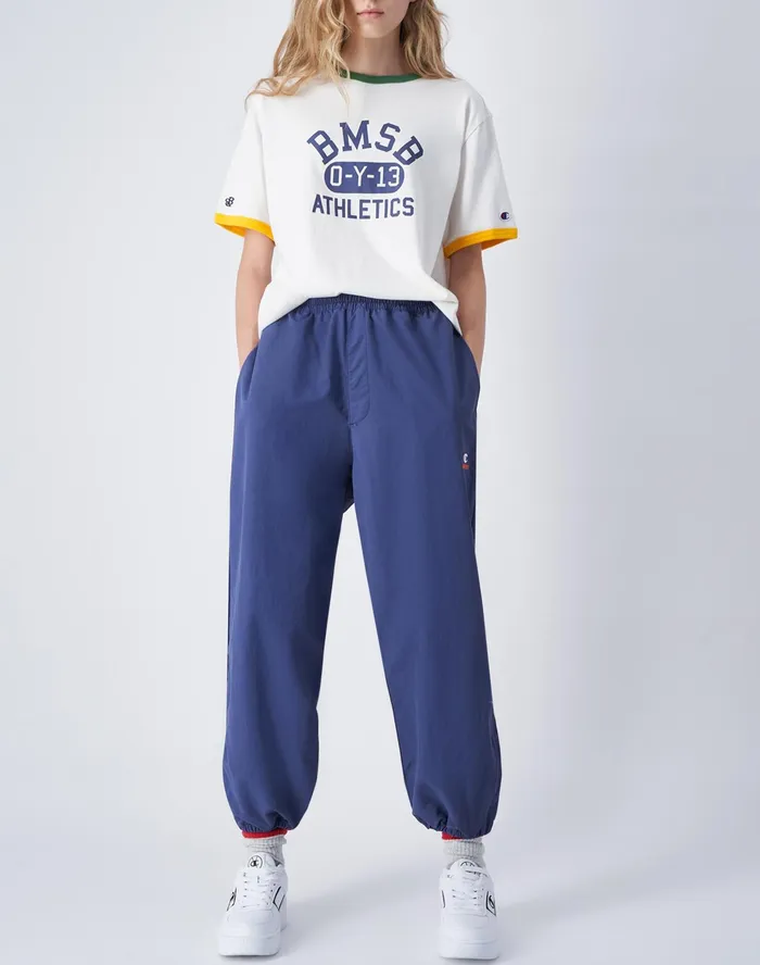 Beams Boy Nylon Pants C Logo Navy Women Champion Pants