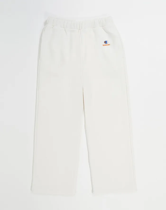 Beams Boy Reverse Weave Wide Leg Pants White Women Champion Pants