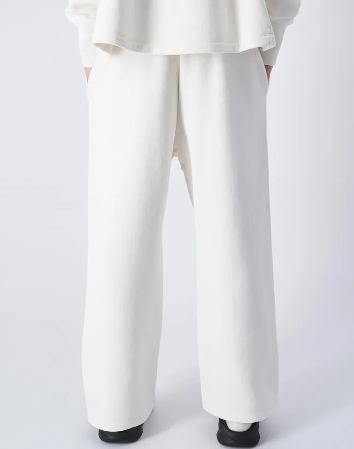 Beams Boy Reverse Weave Wide Leg Pants White Women Champion Pants
