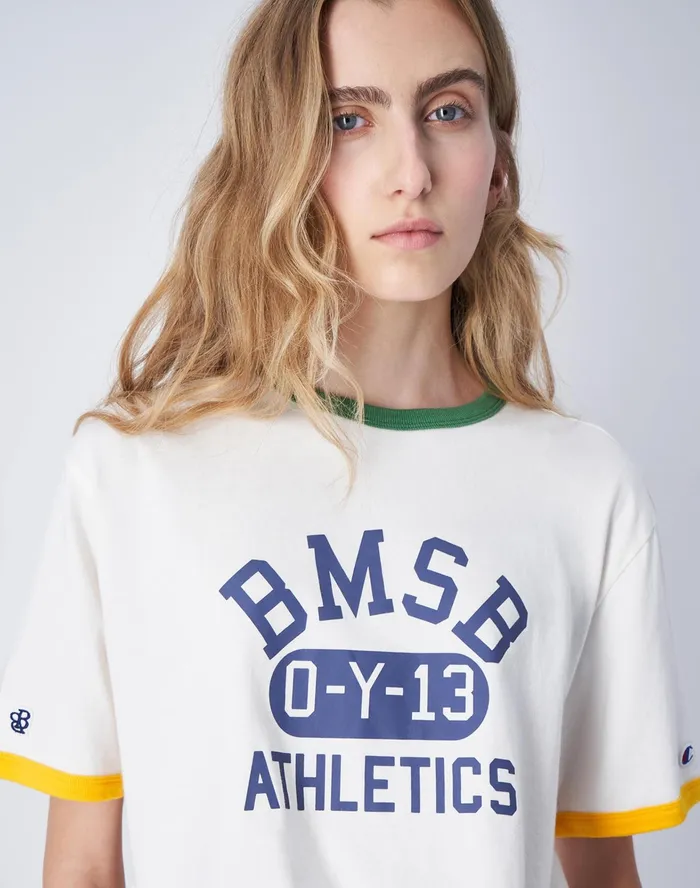 Beams Boy Ringer TShirt Bmsb Graphic C Logo Chalk Whitebuttered Popcorn Women Champion TShirts and Tops