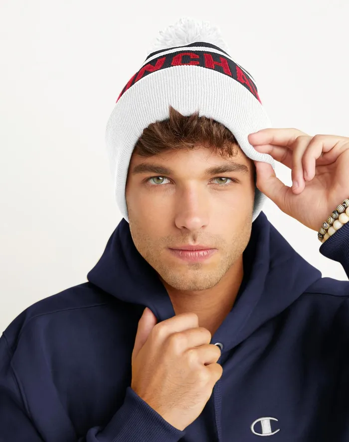 Beanie With Cuff And Pom Block Champion Navyscarletwhite MenWomen Champion Hats